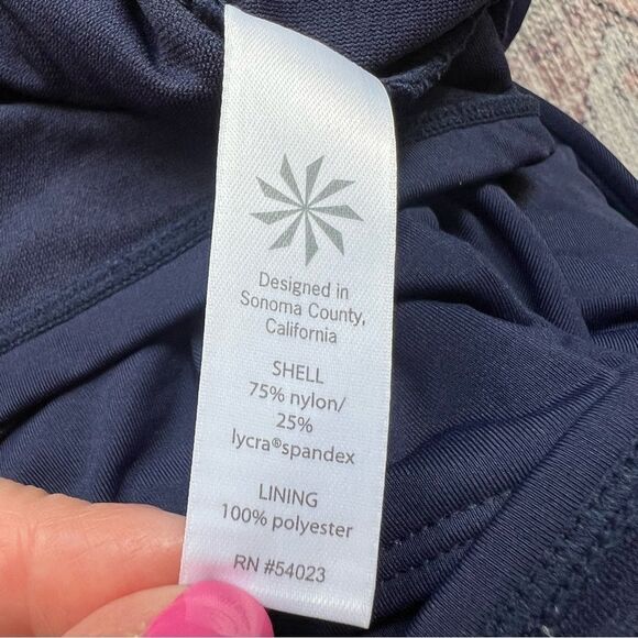 Athleta Shirrendipity Tankini Halter Top Navy Swimsuit Top Size Medium Tall - Picture 9 of 10